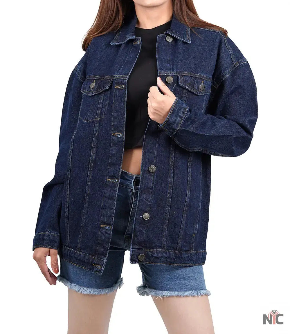 Women&amp;#39;s Dark Blue Oversized Denim Jacket