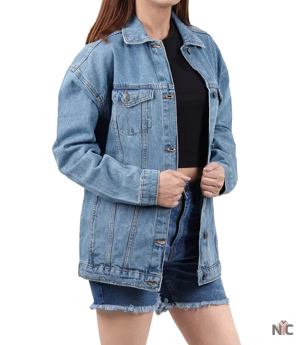 Women&amp;#39;s Light Blue Oversized Denim Jacket