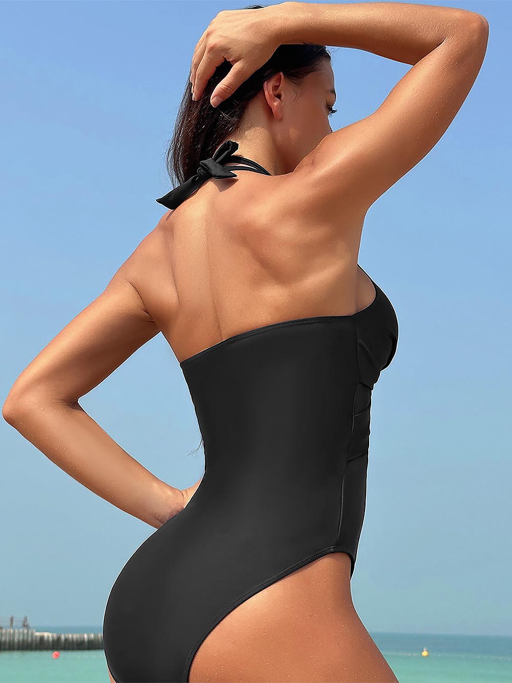 Women&#39;s New Solid Color Mesh One-Piece Swimwear | ZAKAPOP