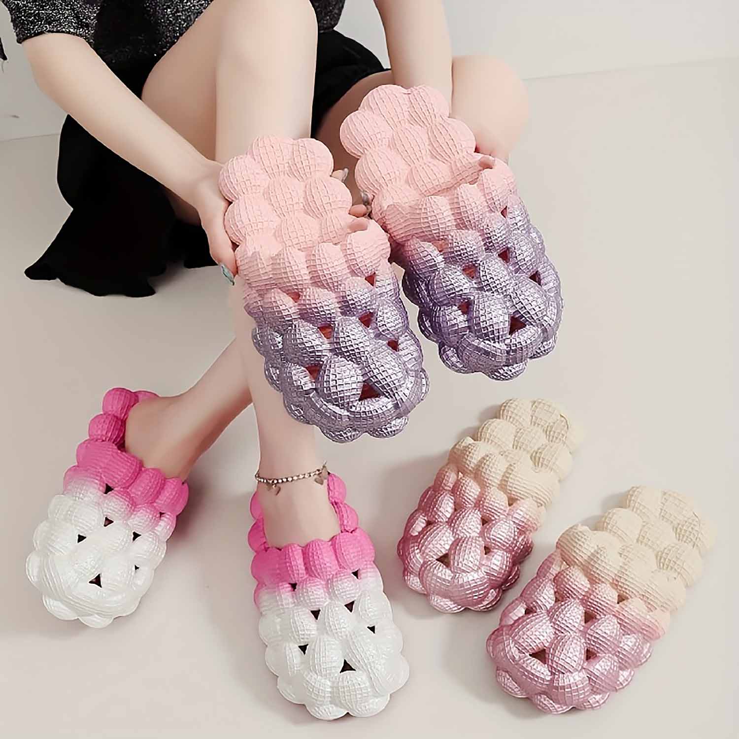 Women&#39;s Ombre Color Bubble Slides Slippers | ZAKAPOP