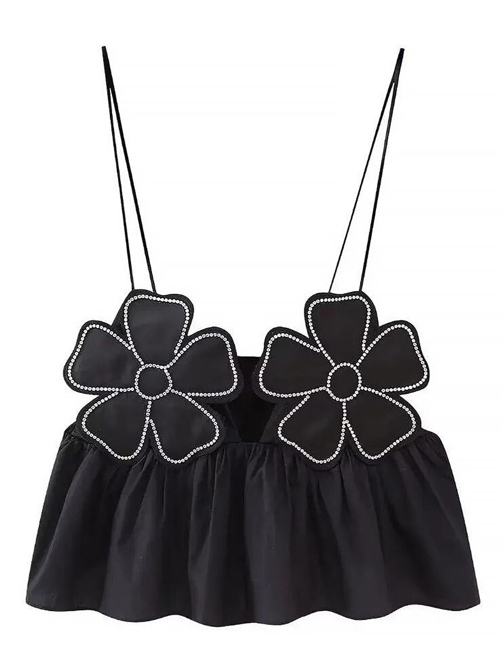 Women&amp;#39;s Sexy Floral Decorative Crop Top | ZAKAPOP