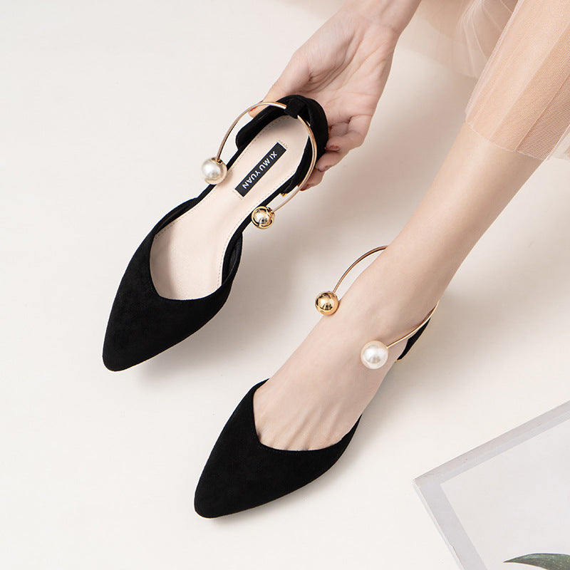 Women&#39;s Elegant Pearl Decor Point Toe Flats | ZAKAPOP