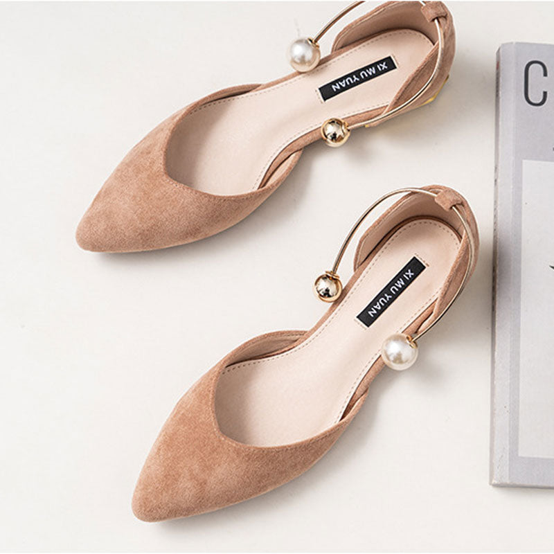 Women&amp;#39;s Elegant Pearl Decor Point Toe Flats | ZAKAPOP