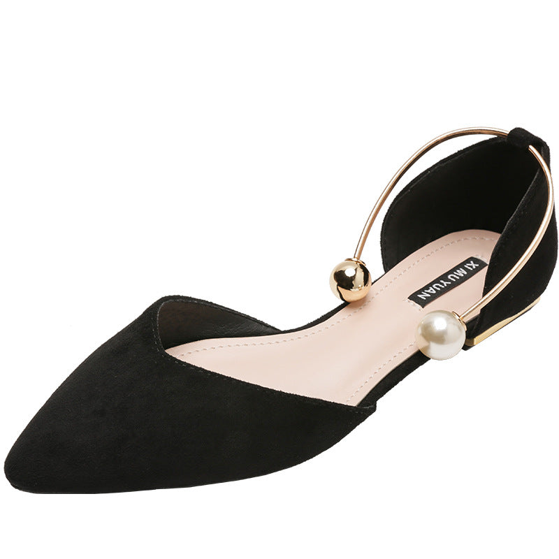 Women&#39;s Elegant Pearl Decor Point Toe Flats | ZAKAPOP