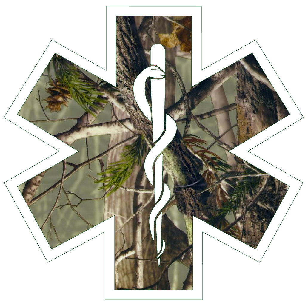 WOODS CAMO STAR OF LIFE REFLECTIVE HELMET DECAL