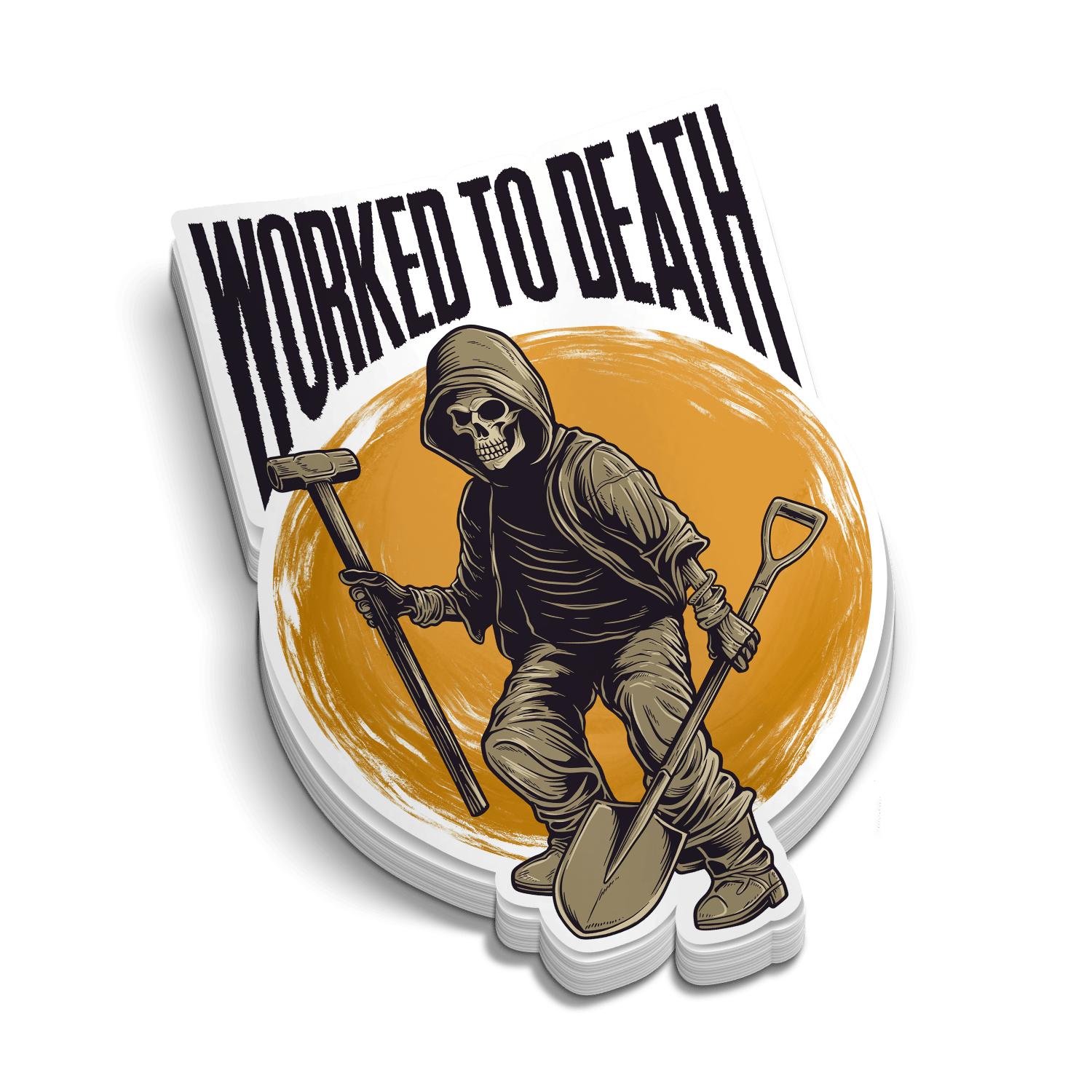 Worked To Death - Hard Hat Sticker