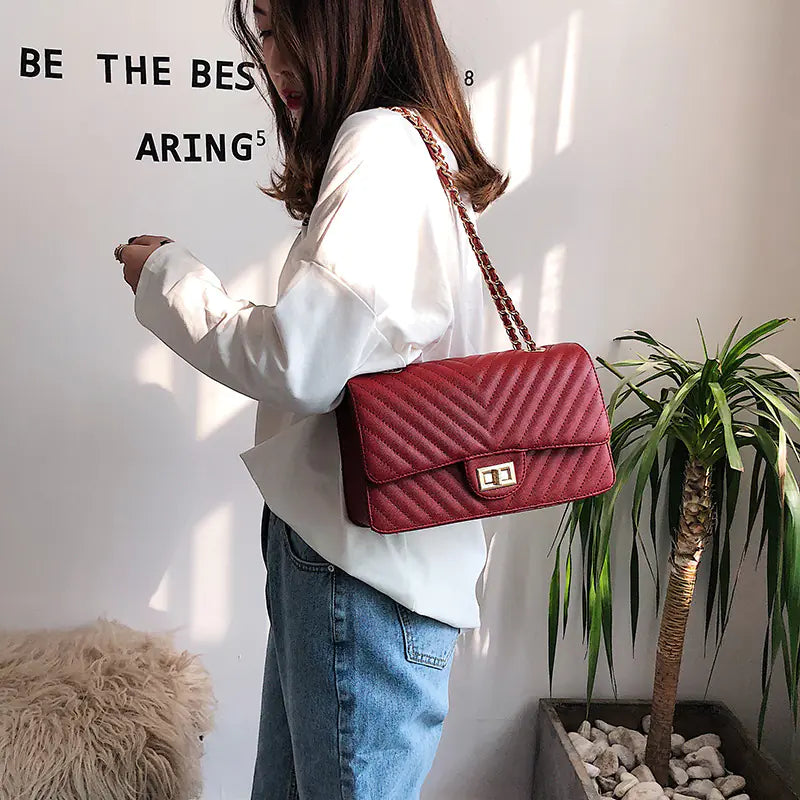 Style Loft Collection Vogue V-Pattern Chain Shoulder Bag