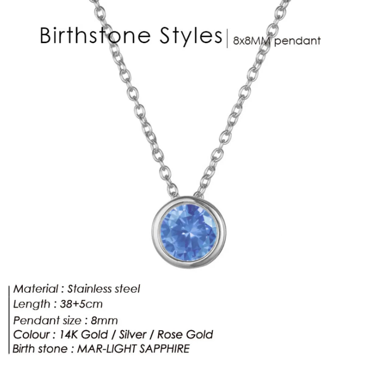 Style Loft Collection Stainless Steel Birth Gemstone Necklace