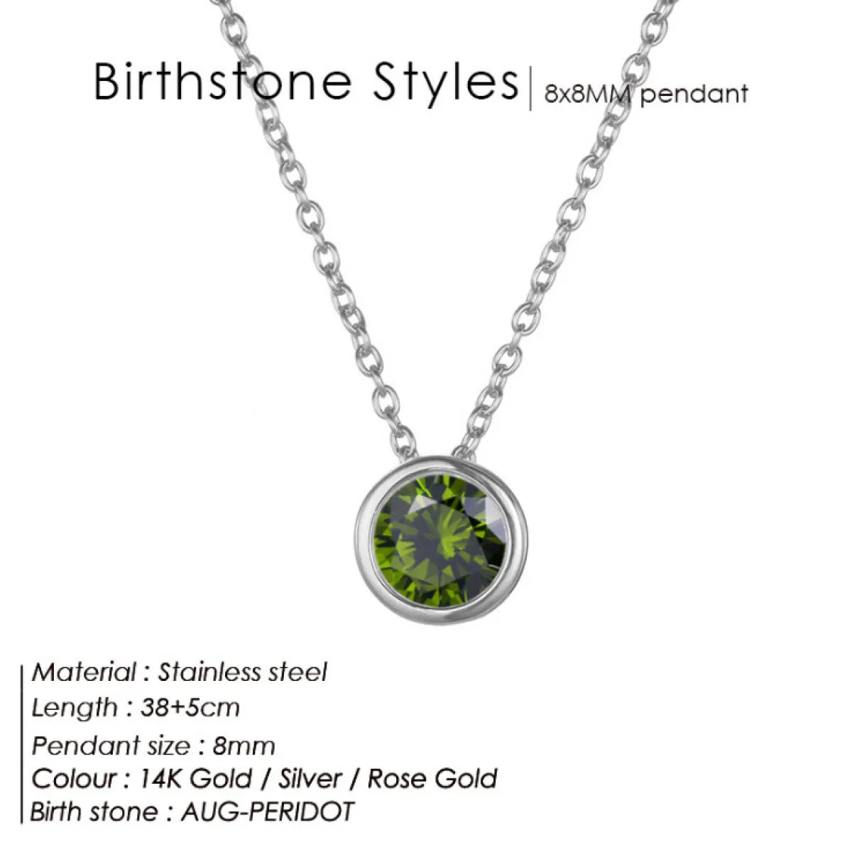 Style Loft Collection Stainless Steel Birth Gemstone Necklace