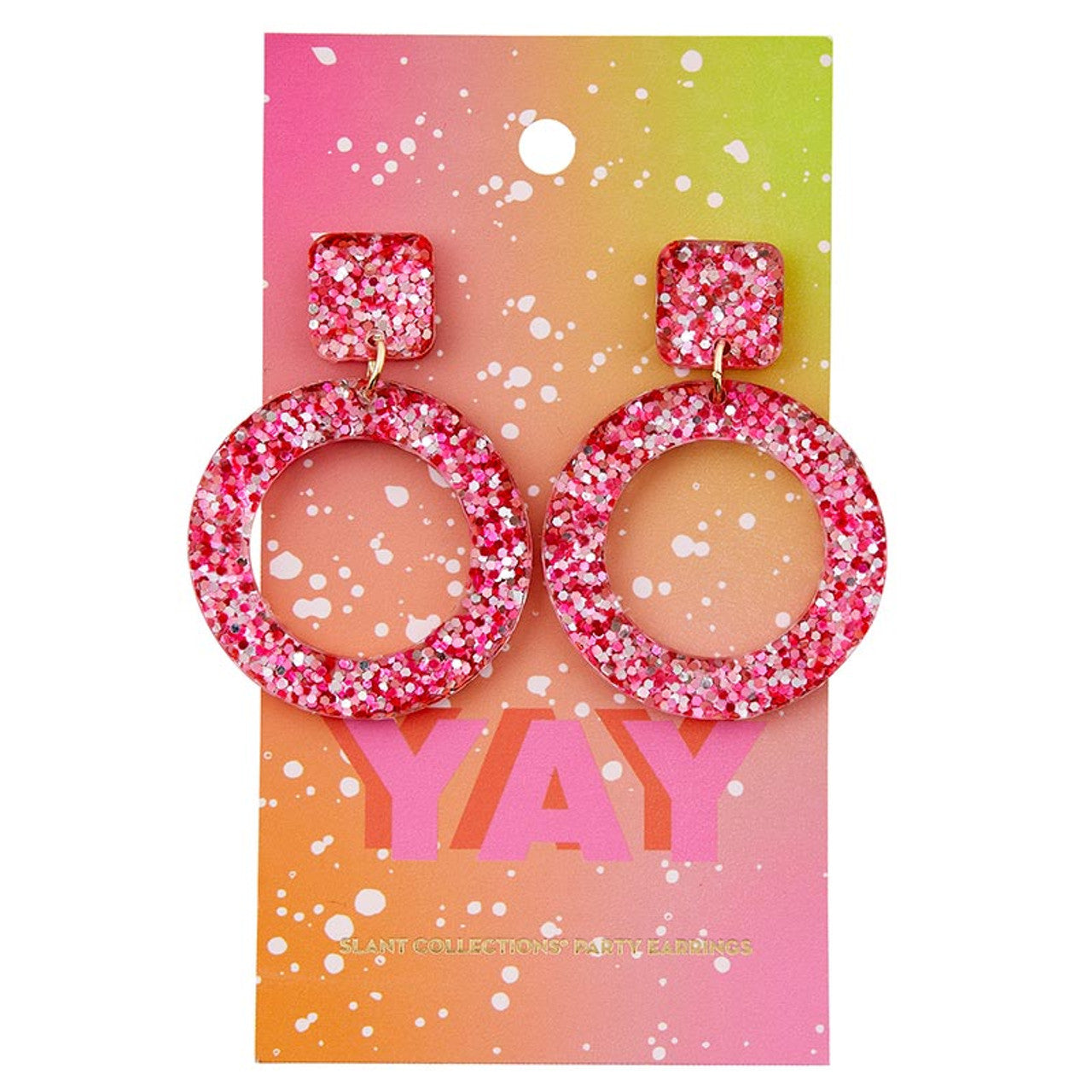Yay Acrylic Party Earrings | Glitter Novelty Drop Earrings | 2.5&amp;quot; x 4.5&amp;quot;