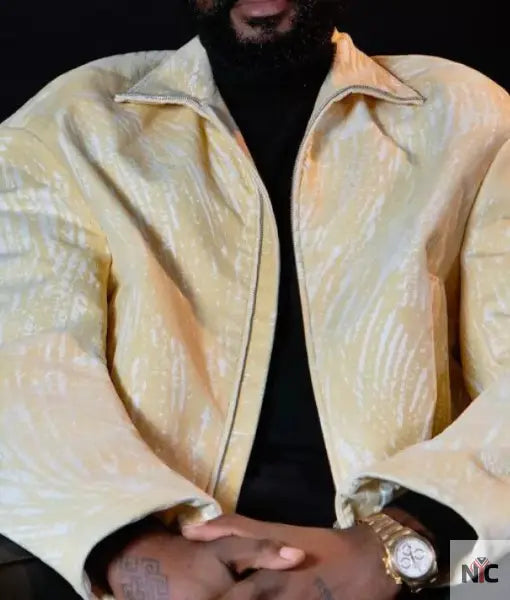 Yellow &amp;amp; White Leather Jacket Worn by Damso in Damso