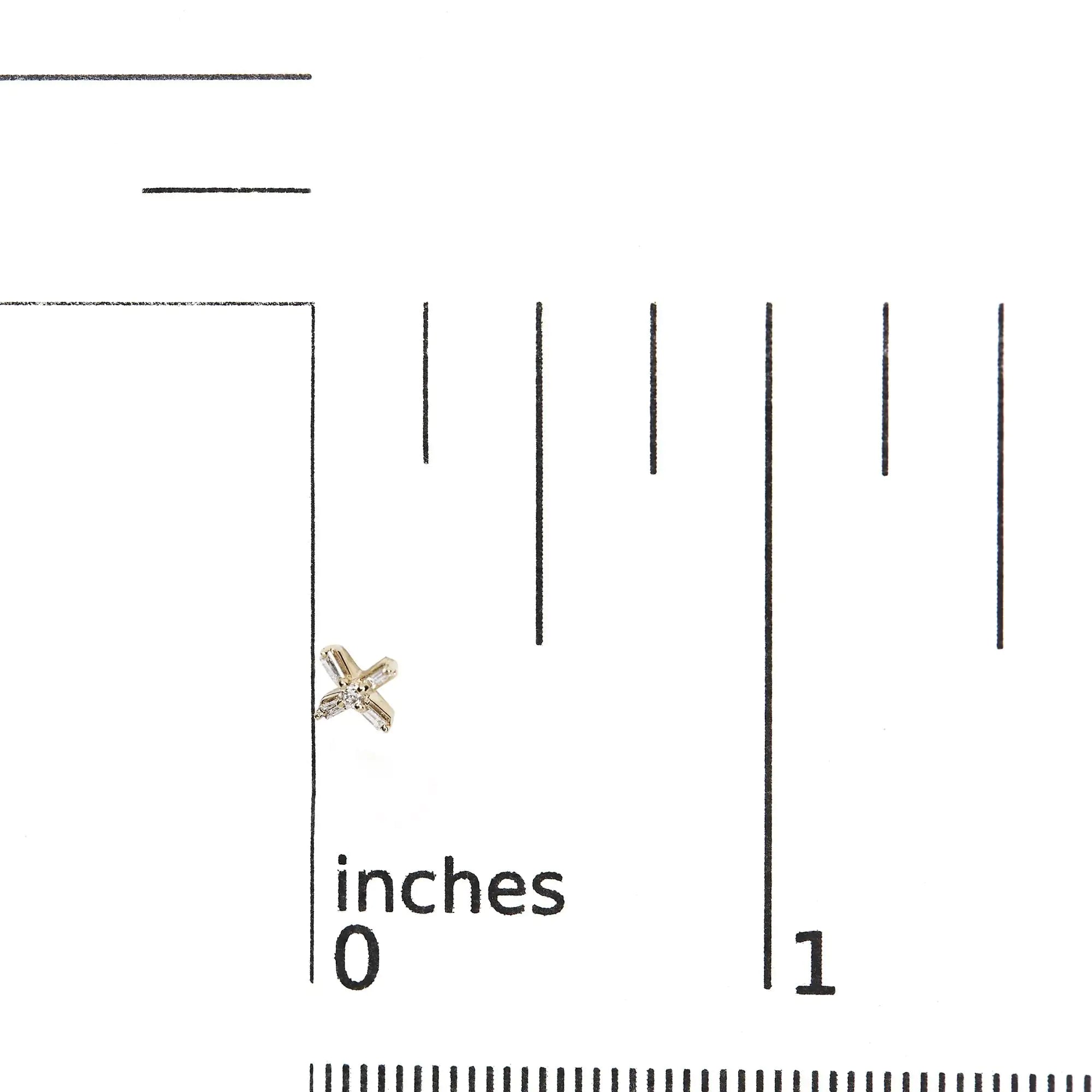 Style Loft Collection 10K Yellow Gold 1/10 Ctw Round and Baguette Diamond Criss Cross X Stud Earring (H-I Color, I1-I2 Clarity)