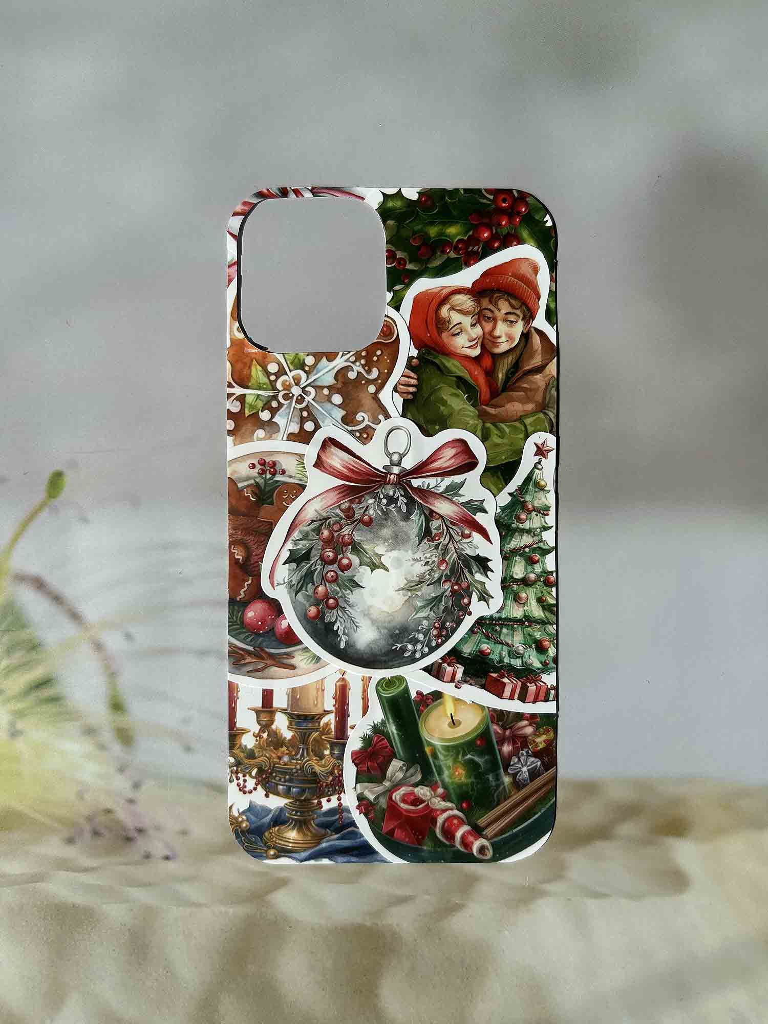 ZAKAPOP&amp;#39;s Vintage Christmas Scene Decor Sticker DIY Phone Case