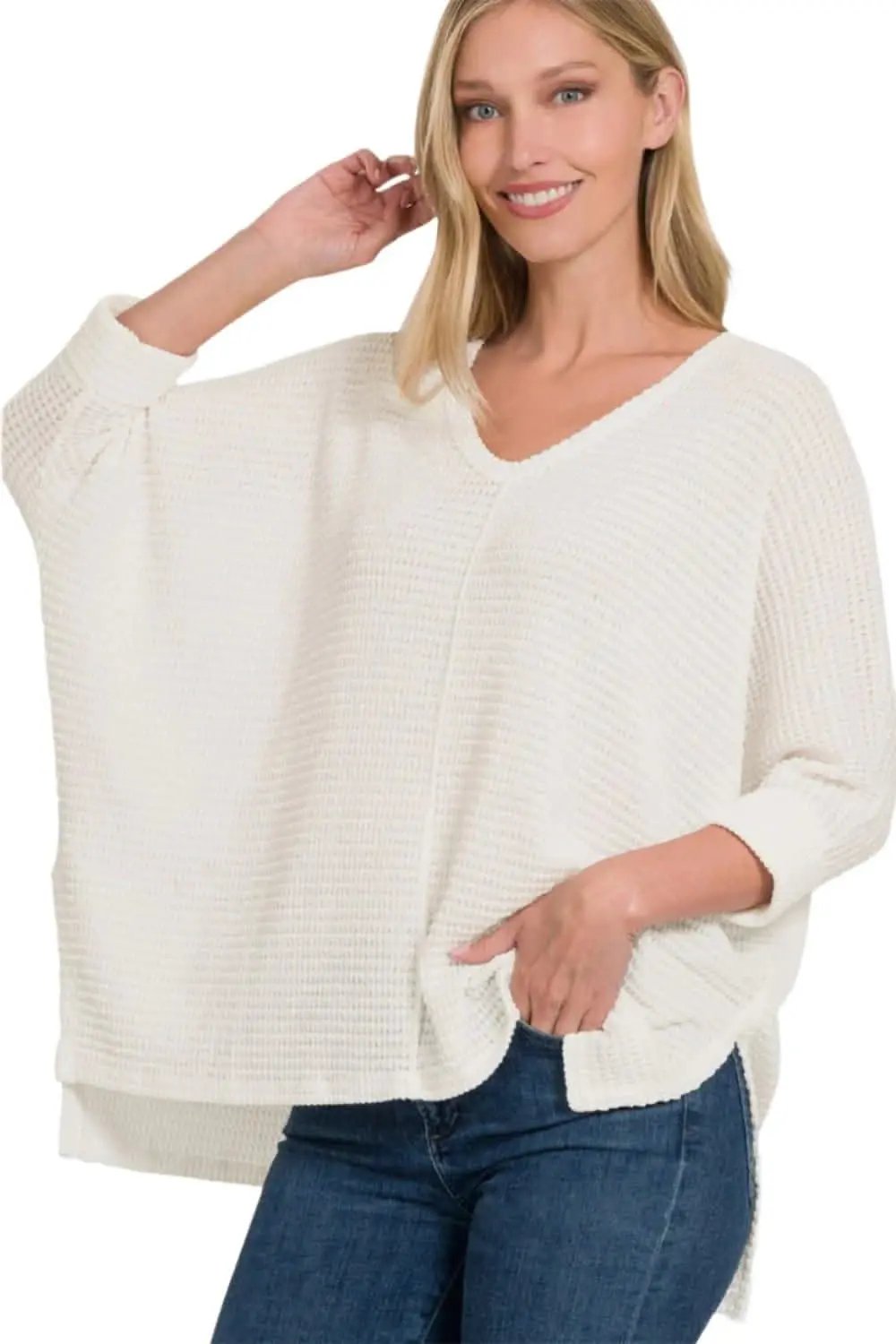 Knit Top Women&amp;#39;s Casual High-Low Slit Zenana Top - Soft &amp;amp; USA Shipped