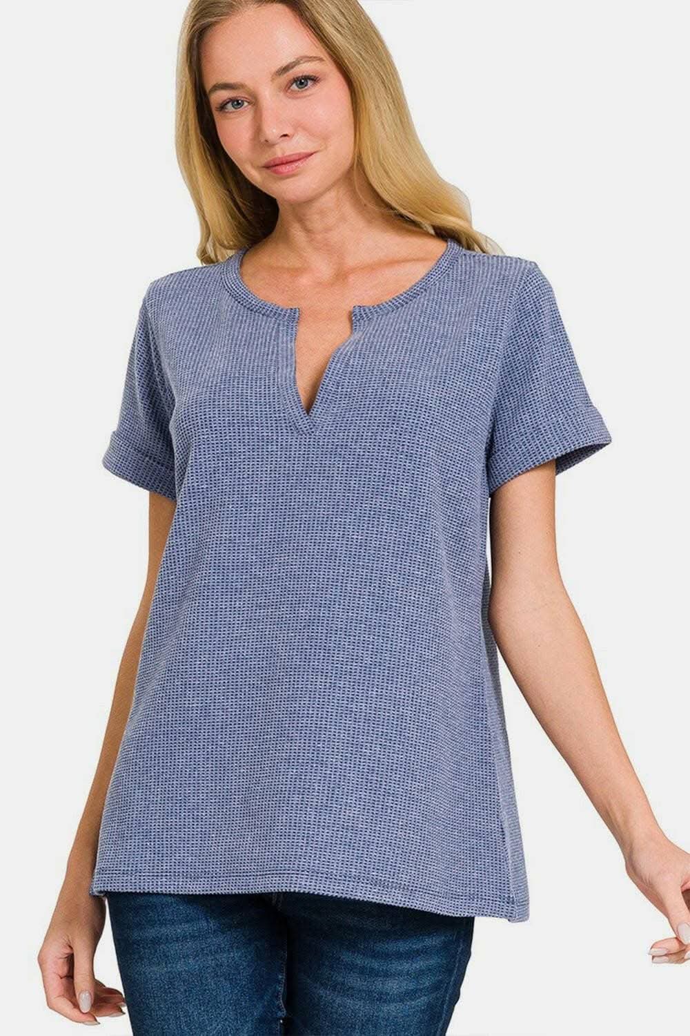 Apparel &amp;amp; Accessories &amp;gt; Clothing &amp;gt; Tops - Zenana chic notched