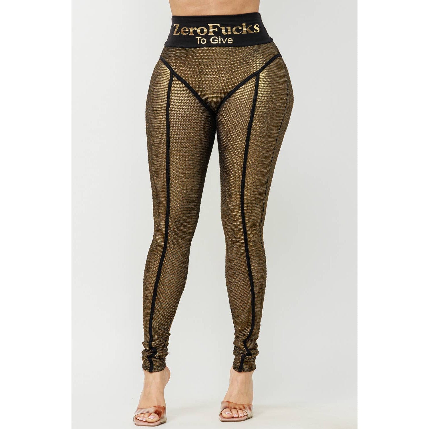 Zero Fucks to Give Metallic Mesh Leggings [Available in Sizes SM-L]