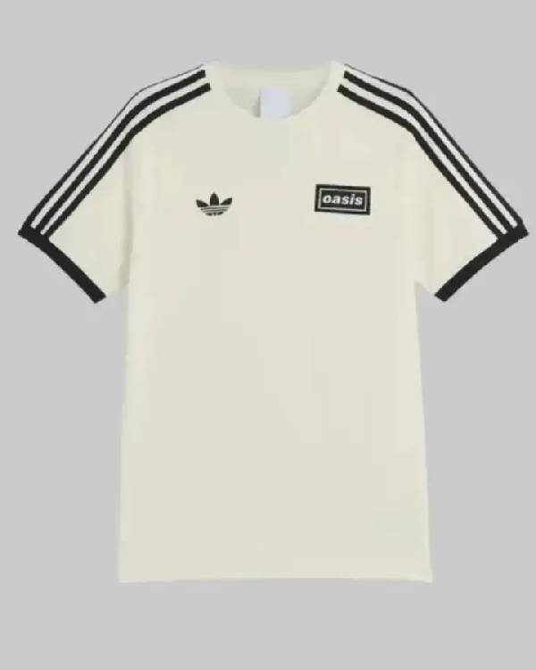 Adidas X Oasis Tour 3 Stripes Cream T-Shirt