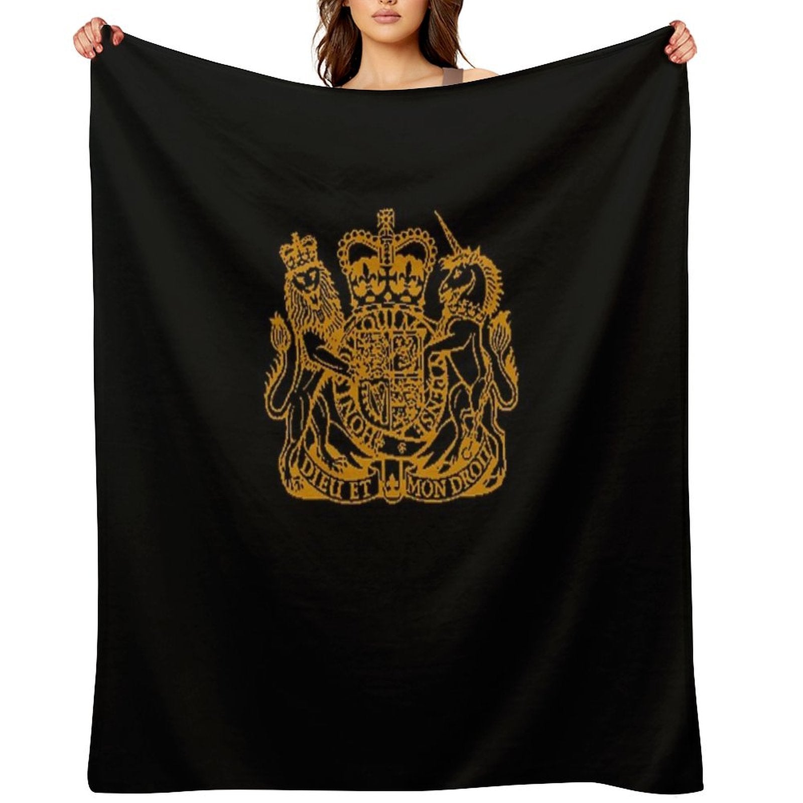 Elizabeth II Royal Coat of Arms Emblem Throw Blanket