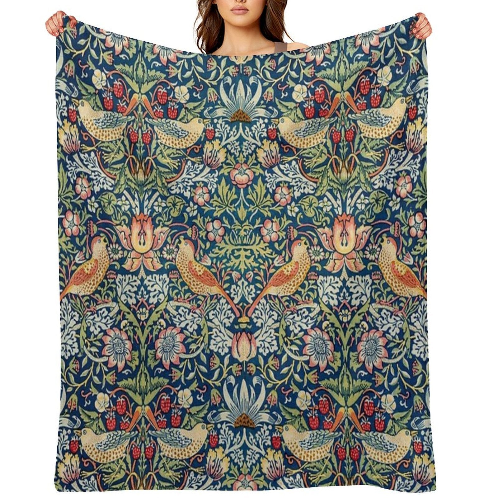 Strawberry Thief by William Morris Throw Blanket
