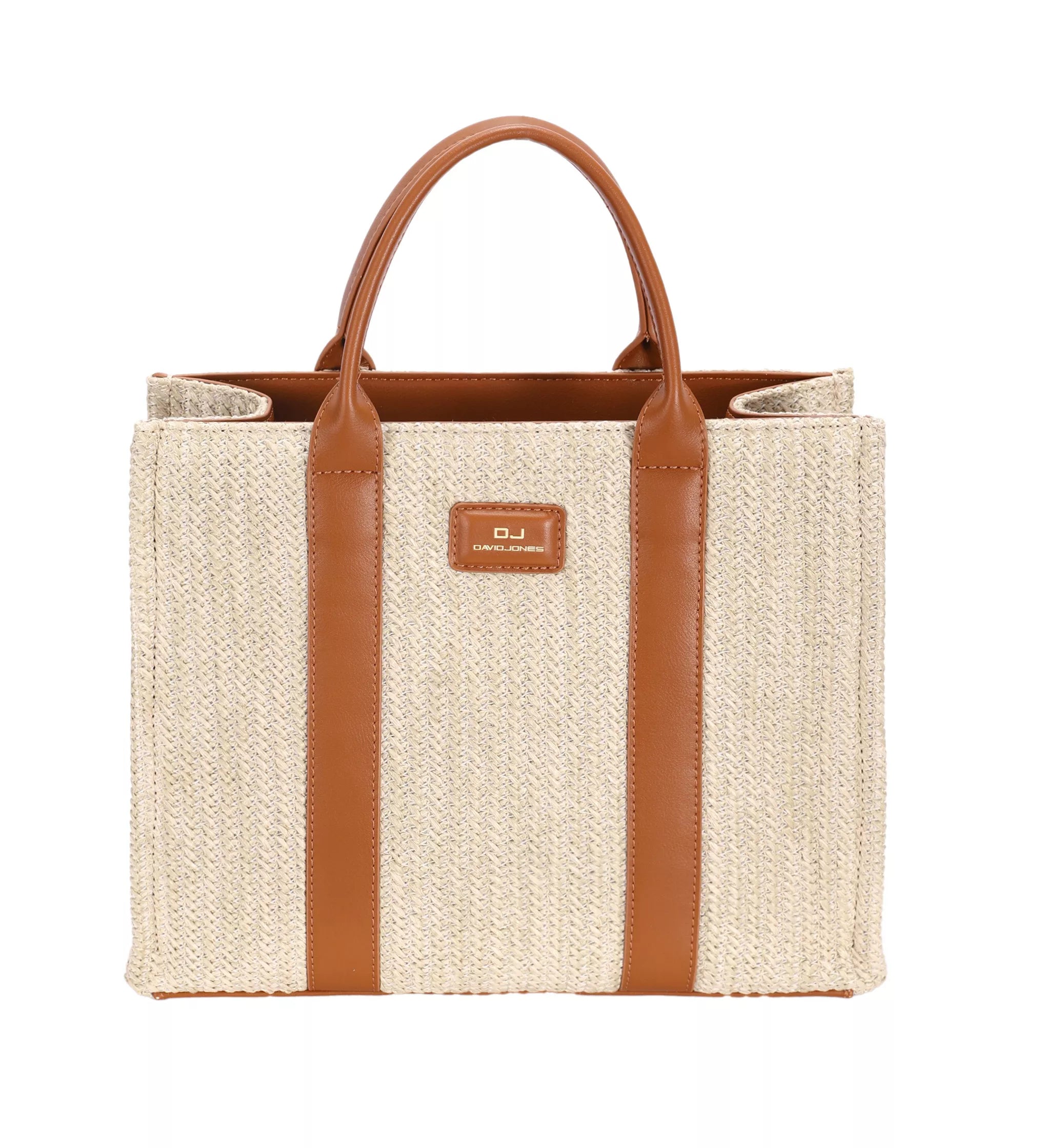 David Jones Square Woven Tote Handbag