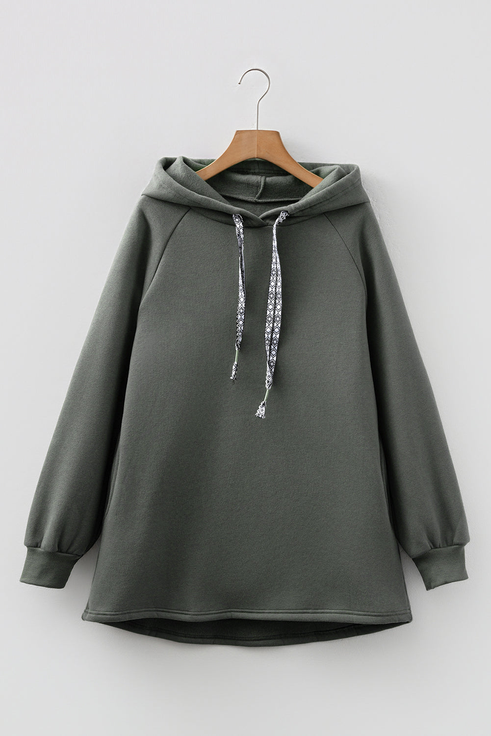 Solid Fleece Lined Drawstring Hoodie