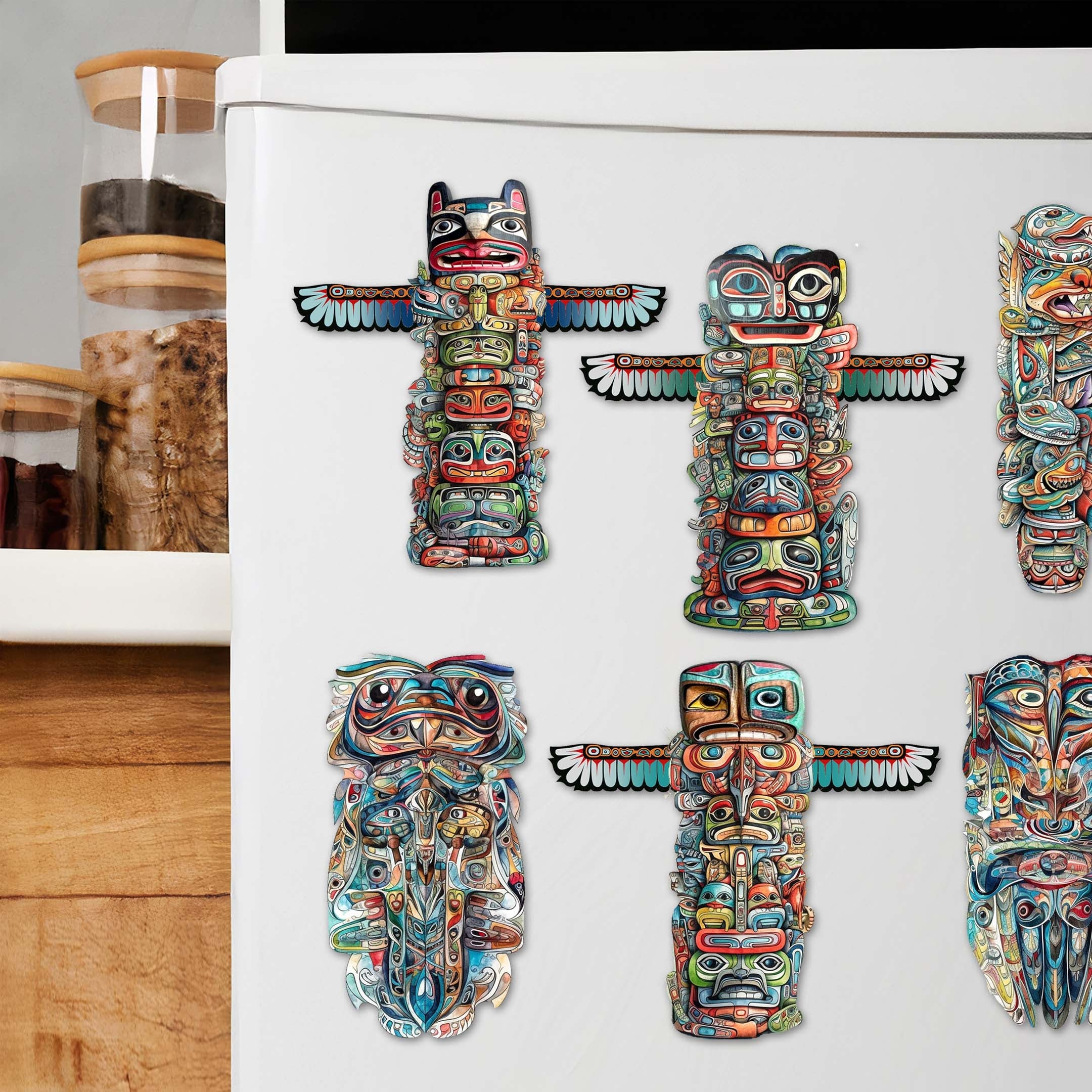Spirit of the Totem Decorative Eco Wood Magnets Set of 6 by G. Debrekht - Wildlife Décor - 8090117G-S6