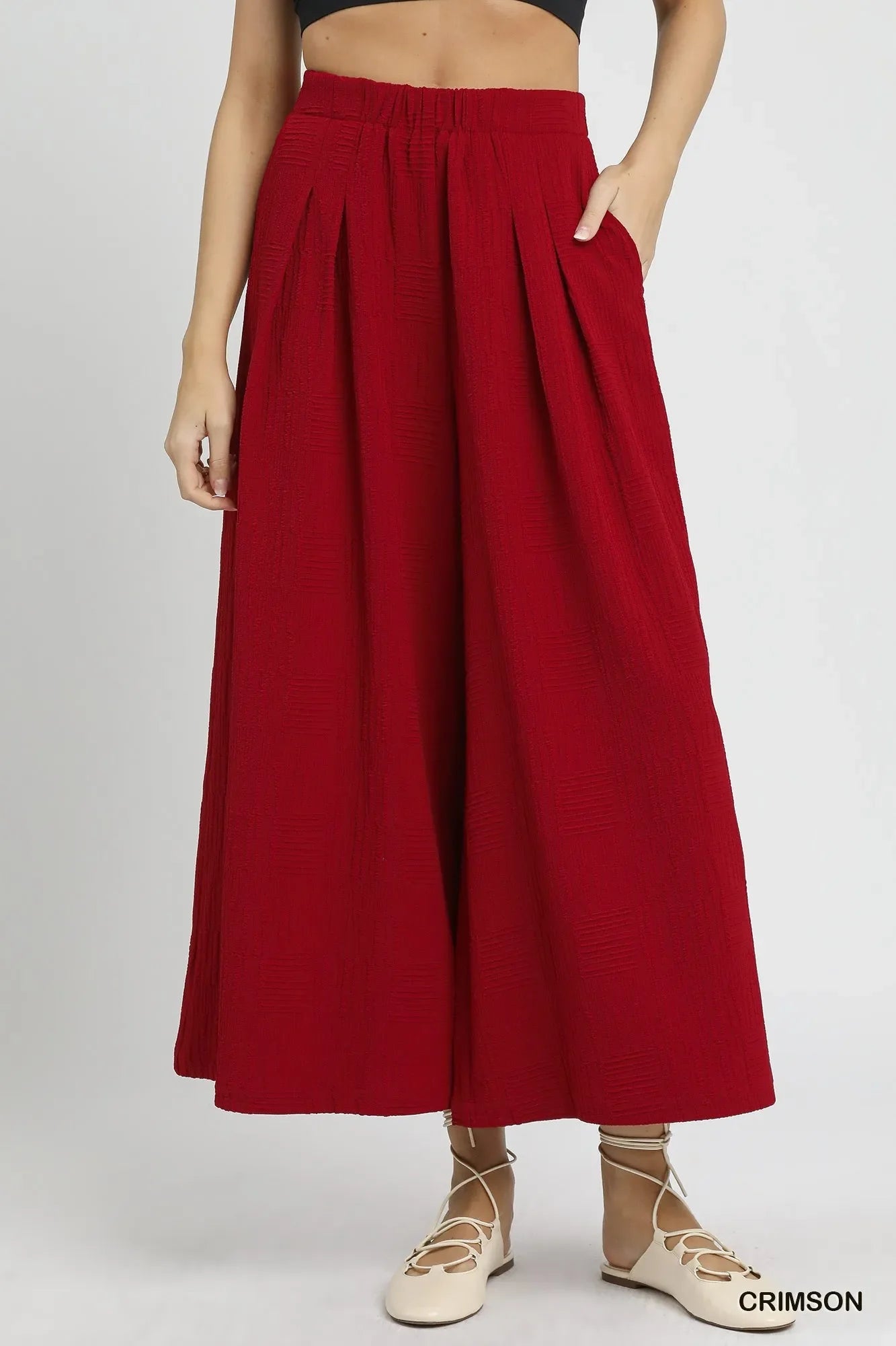 Umgee Elastic Waist Wide Leg Pants