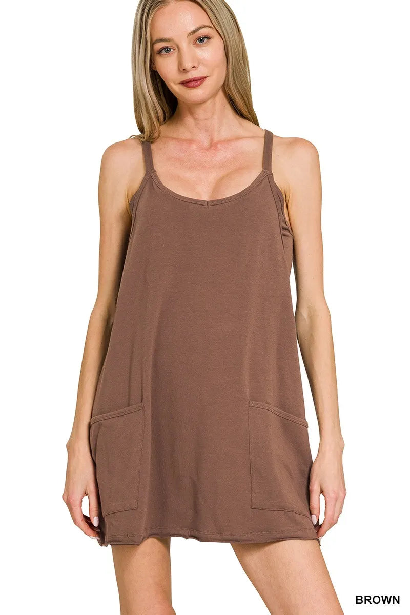 Zenana Cami Mini Dress with Built-in Romper Liner