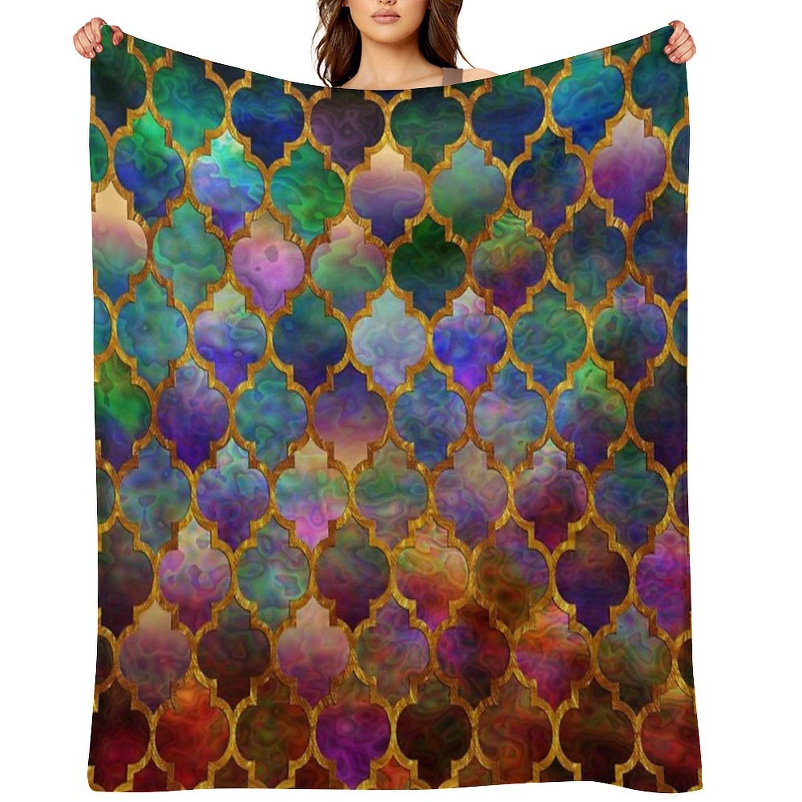 Arabic Moroccan Mosaic Pattern Throw Blanket