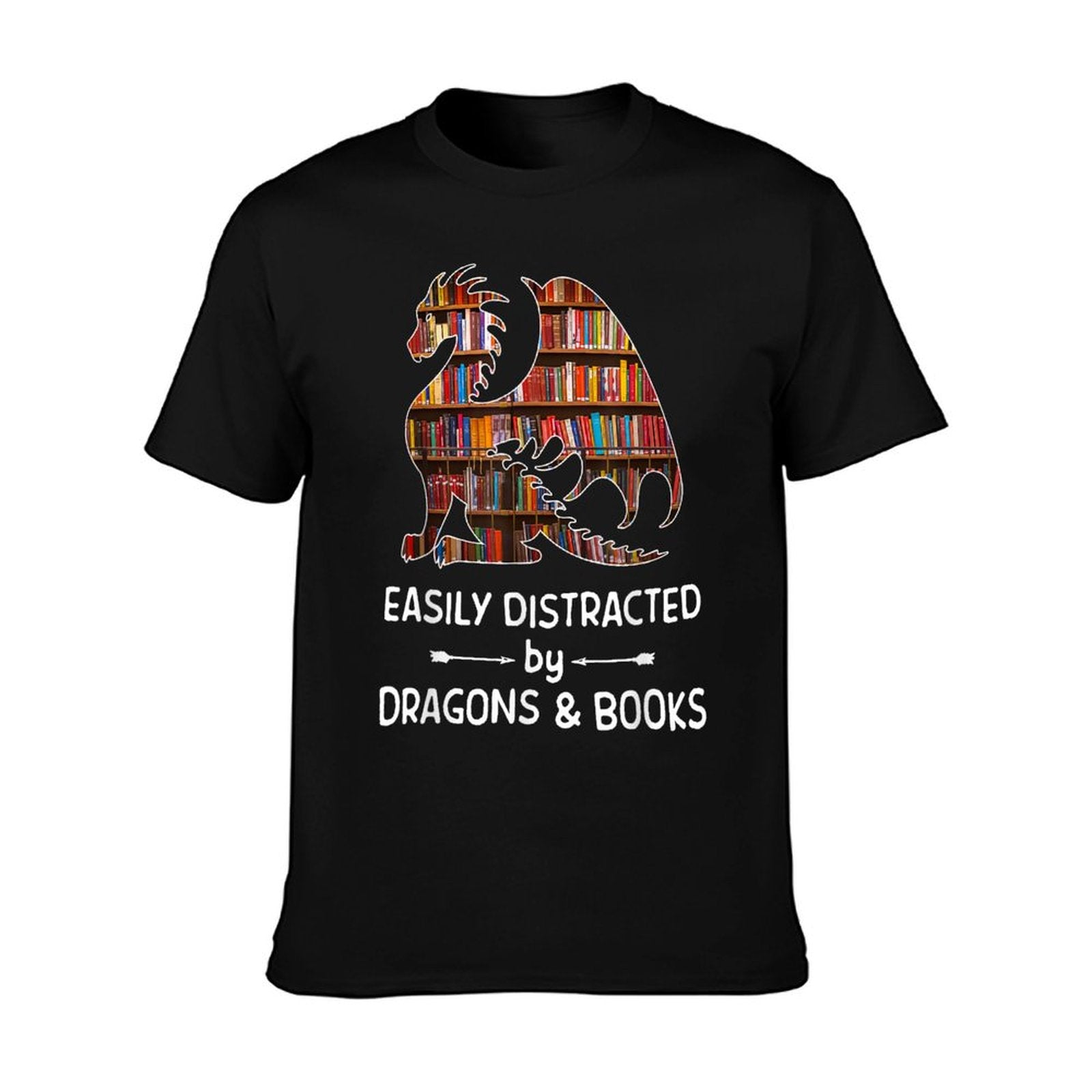 Easily Distracted by Dragon And Books Nerds T-Shirt