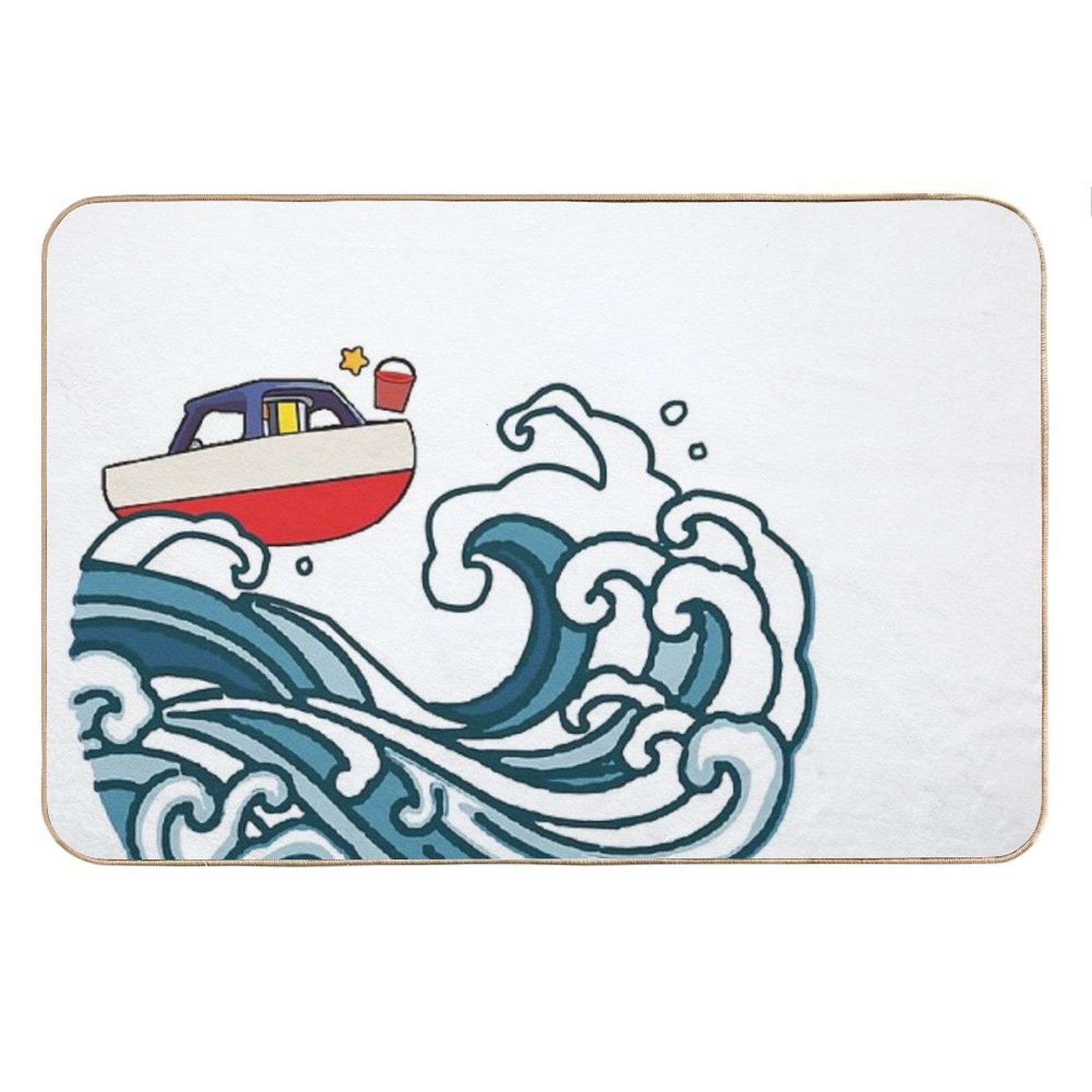 Boat on Big Wave Bath Mat