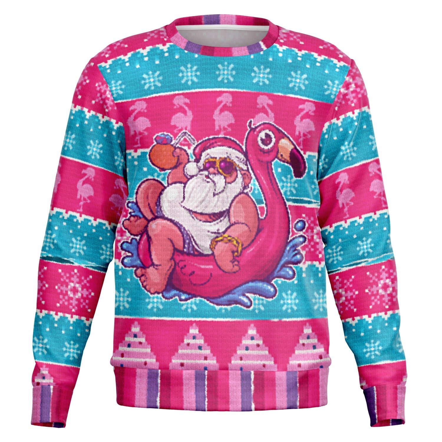Relaxin&amp;#39; Santa Flamingo Ugly Christmas Sweatshirt