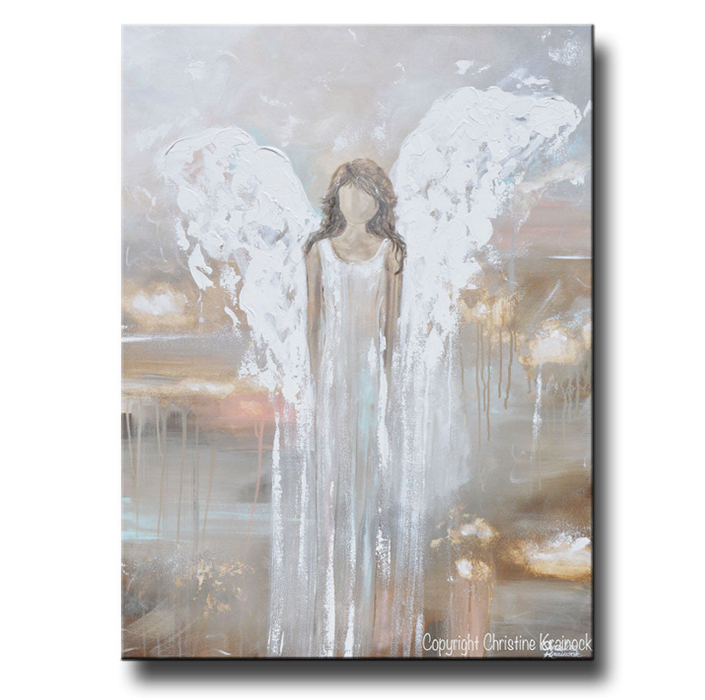 "Delicate Strength" GICLEE PRINT Abstract Angel Painting Fine Art Guardian Angel Home Canvas Wall Art