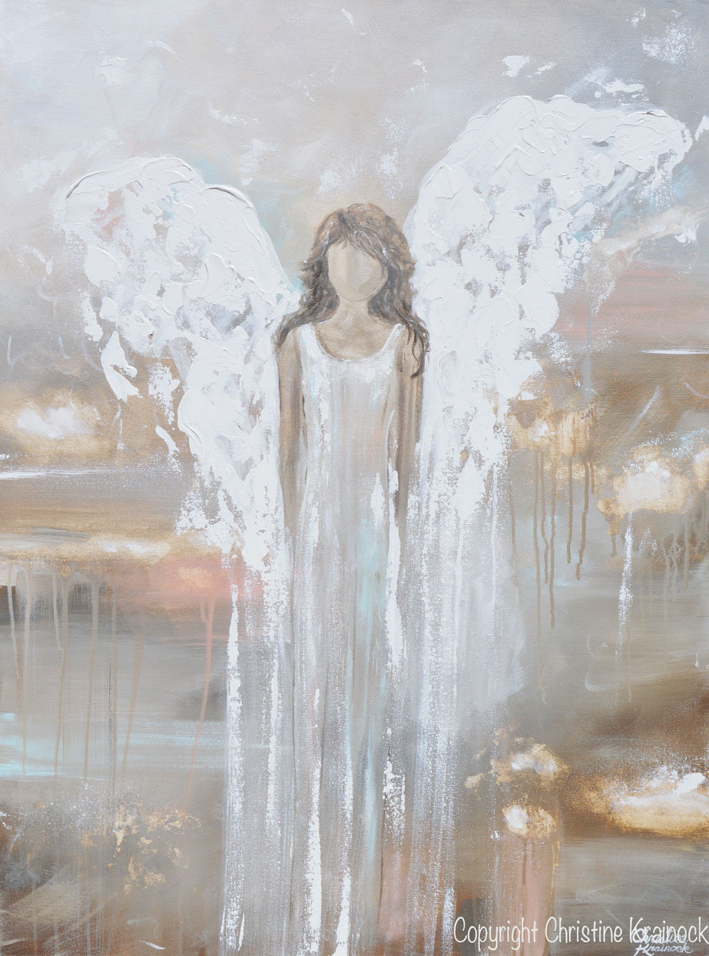 "Delicate Strength" GICLEE PRINT Abstract Angel Painting Fine Art Guardian Angel Home Canvas Wall Art