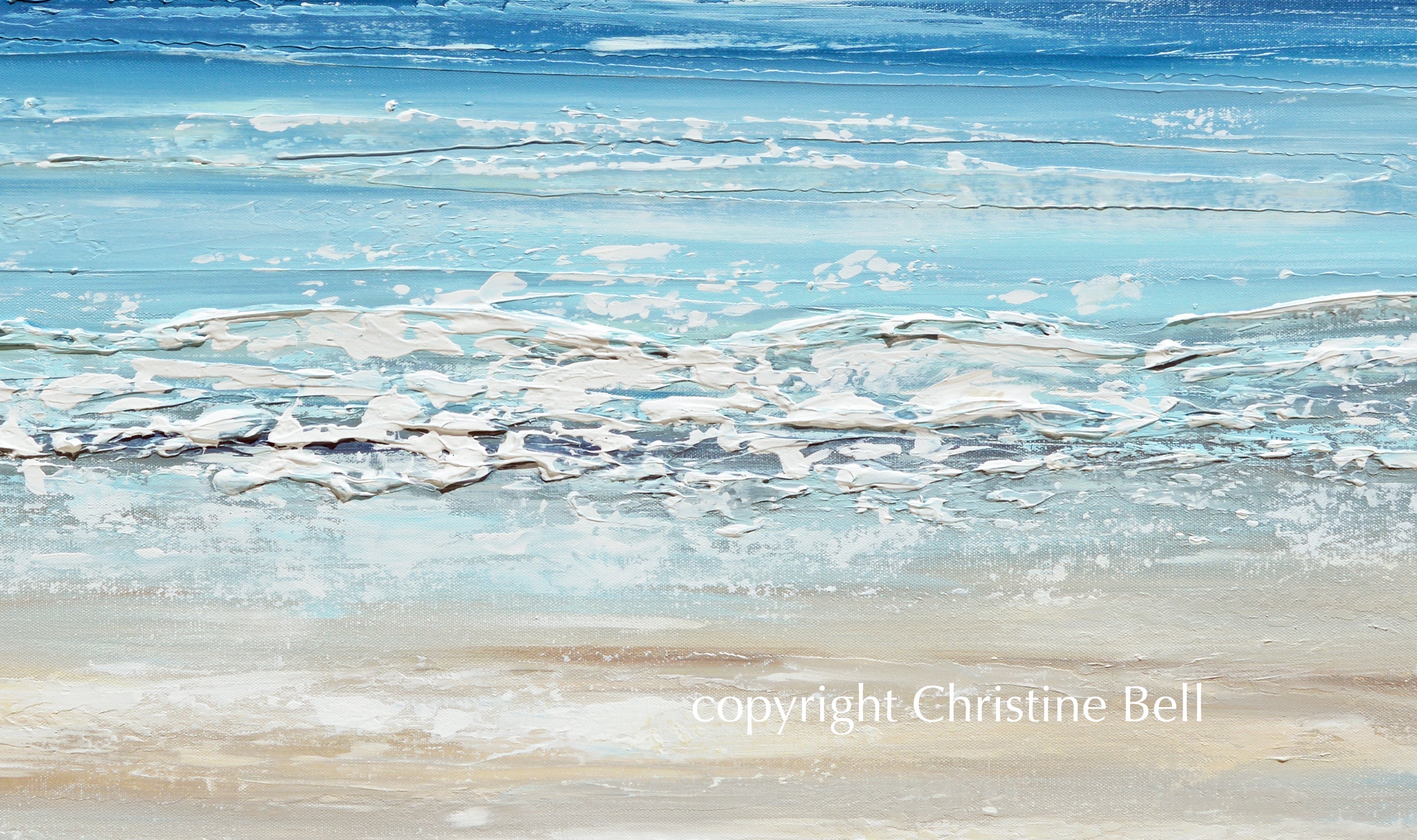 "Sapphire Sea" GICLEE PRINT Art Coastal Abstract Painting Ocean Blue White Canvas Beach Decor