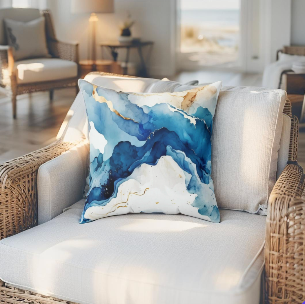 Ocean Marble Decorative Pillow