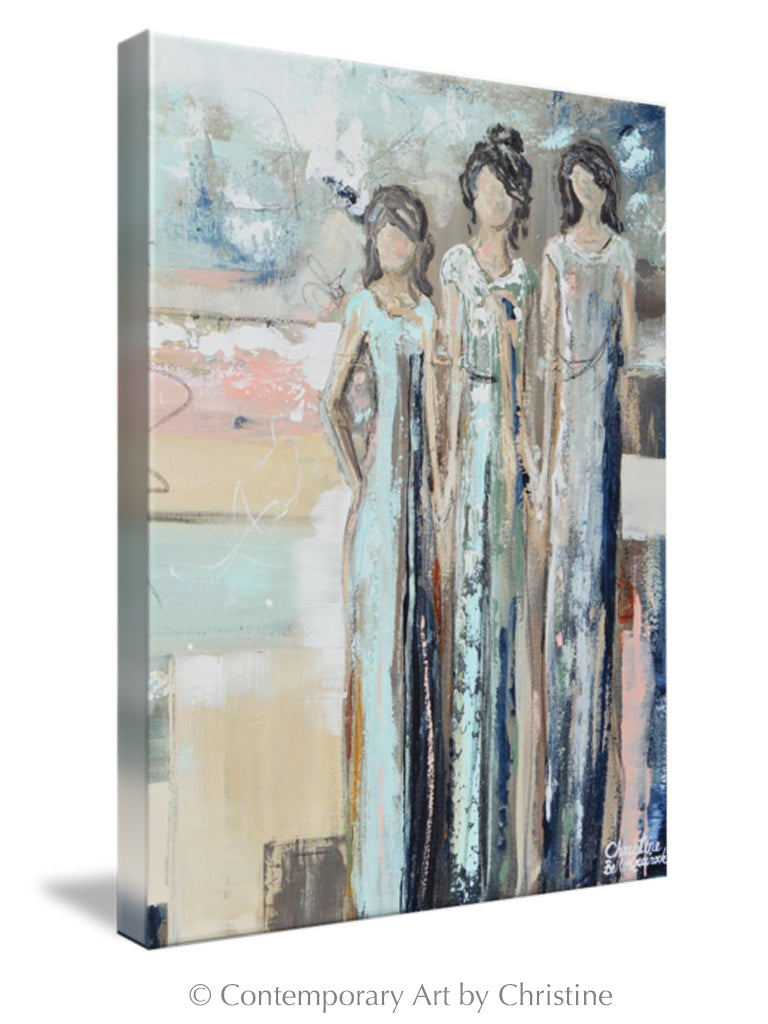 "Sisterhood II" GICLEE PRINT Art Abstract Painting Figurative Strong Women Courage Canvas Wall Art