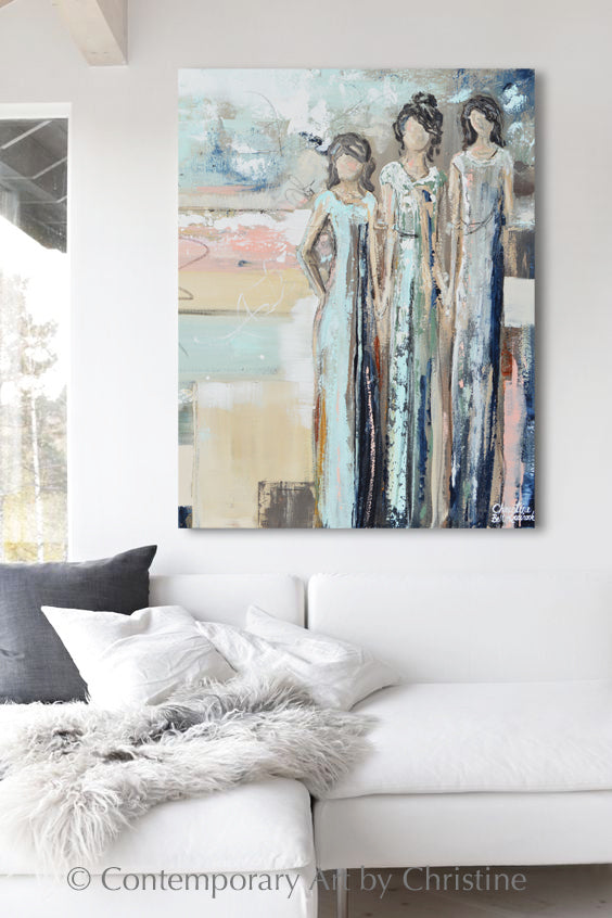 "Sisterhood II" GICLEE PRINT Art Abstract Painting Figurative Strong Women Courage Canvas Wall Art