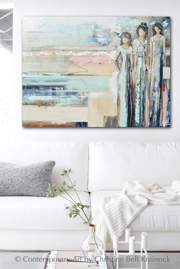 "Sisterhood" GICLEE PRINT Art Abstract Painting Figurative Girls Strong Women Canvas