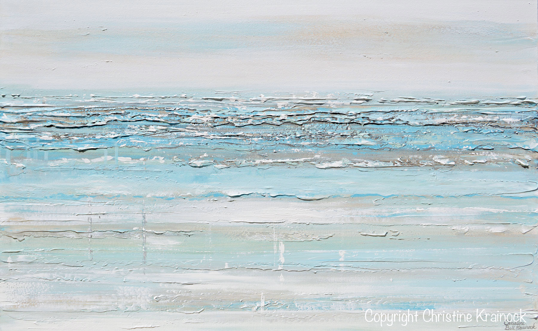"Serene" GICLÉE PRINT Art Abstract Light Aqua Blue Painting White Grey Coastal Decor Wall Art