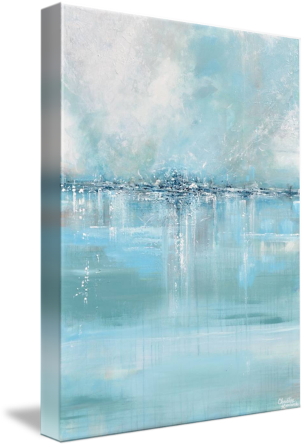 "Sea Glass" GICLÉE PRINT Art Abstract Painting Blue Sea Foam Green Grey White Canvas Coastal Wall Art