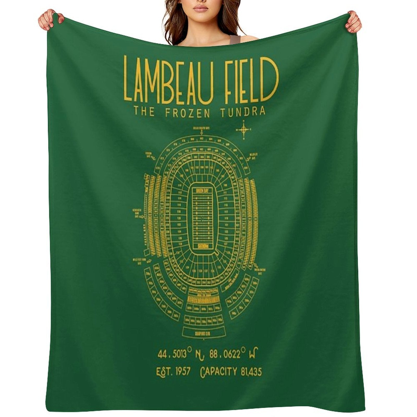 Green Bay Packers Lambeau Field Stadium Poster Print Throw Blanket
