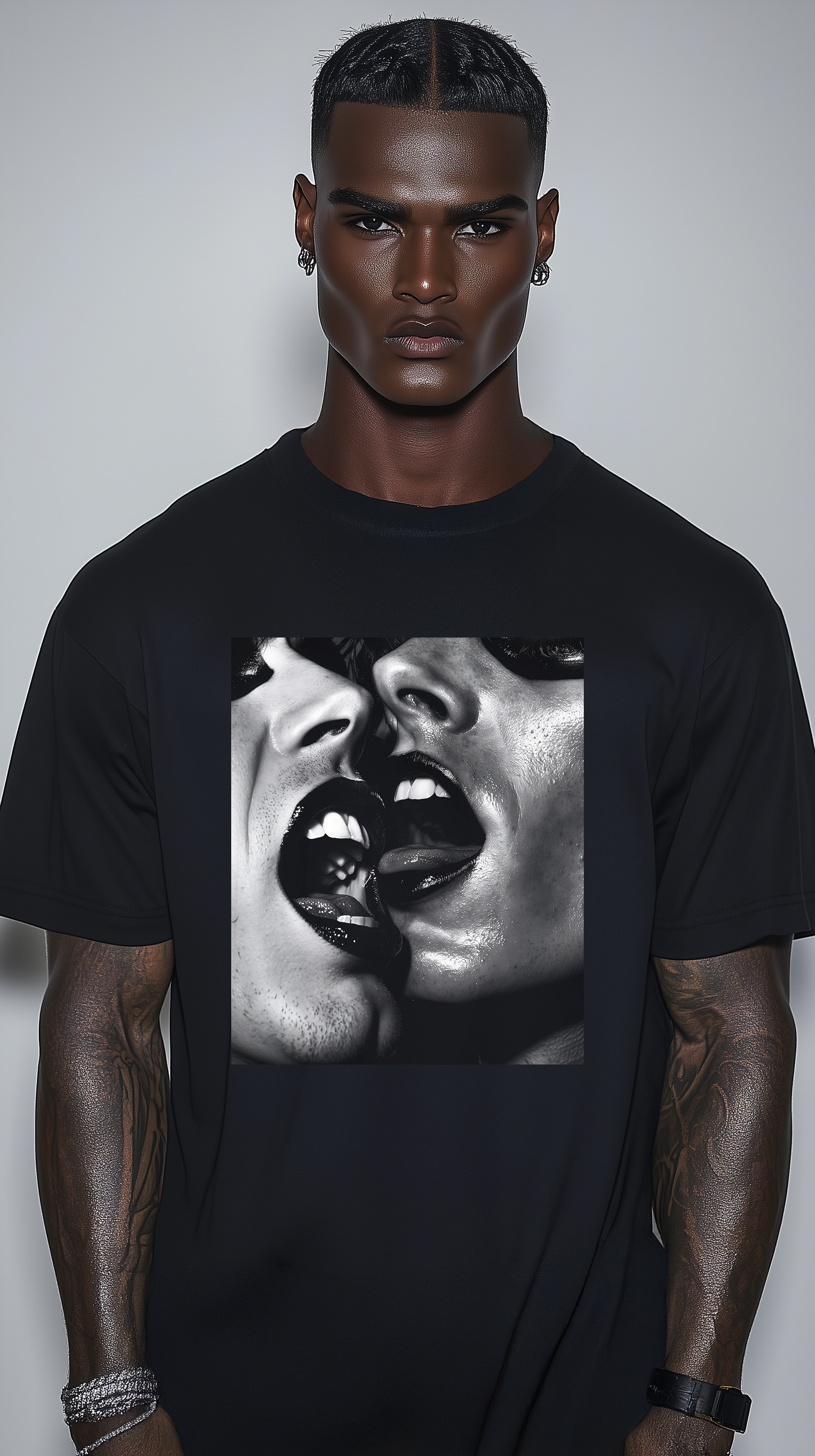 REBEL HOMME BLACK Oversized Boxy Tee