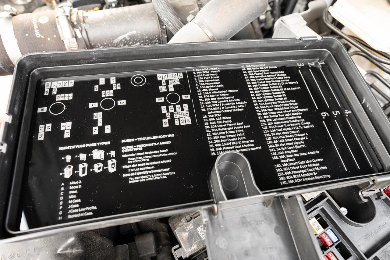 Acrylic Laser Series Fuse Box Lid Label Plate - 2021-2025 Bronco