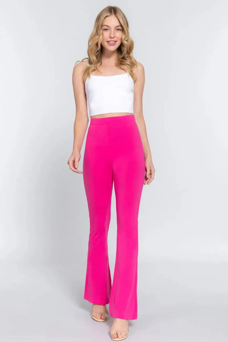 Active Basic Slim Flare Yoga Pants - Hot Pink - Small