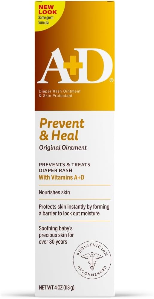 A+D Original Diaper Rash Ointment Prevents &amp;amp; Treats Diaper Rash, Moisturizing Skin Protectant with Vitamins A &amp;amp; D, Healing Skin Ointment for Dry and Cracked Skin 4oz
