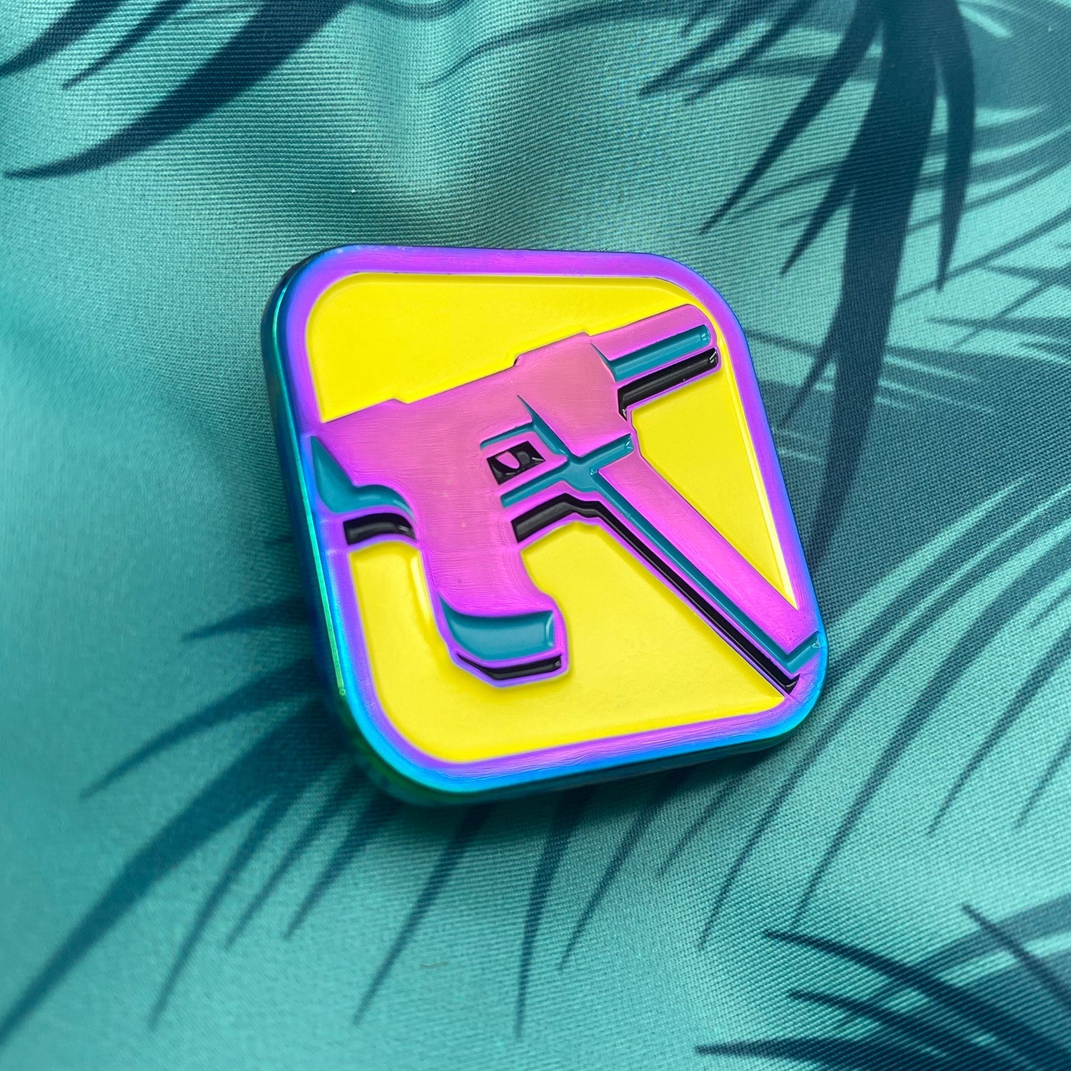 Vice City Heater 1.25&amp;quot; Anodized Metal Soft Enamel Pin