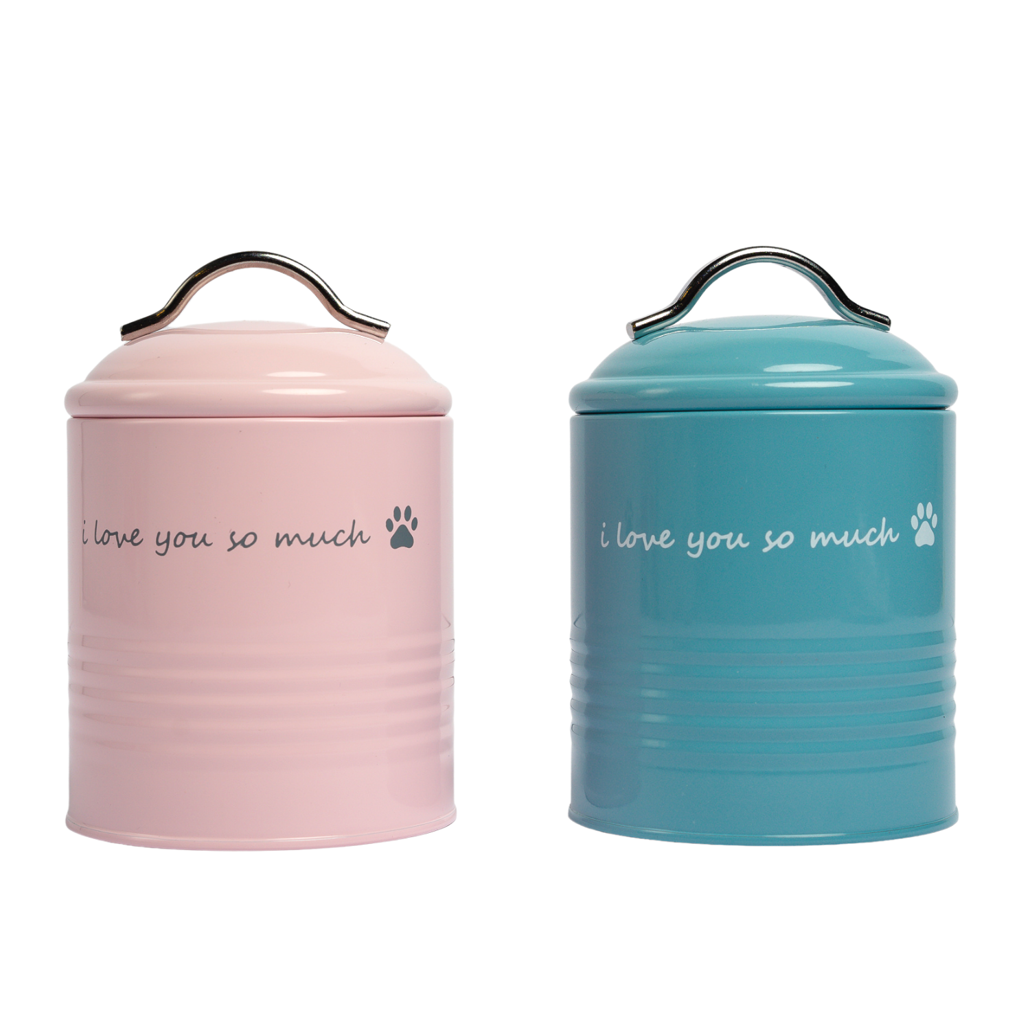&amp;quot;I Love You So Much&amp;quot; Dog Treat Canister Gift Set – Pink &amp;amp; Blue
