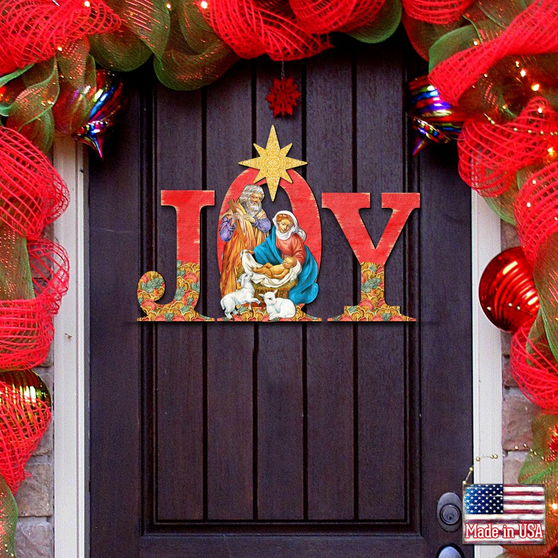 Regal Joy Nativity Christmas Nativity Door Decor by G. DeBrekht - Nativity Holiday Decor - 8121456H