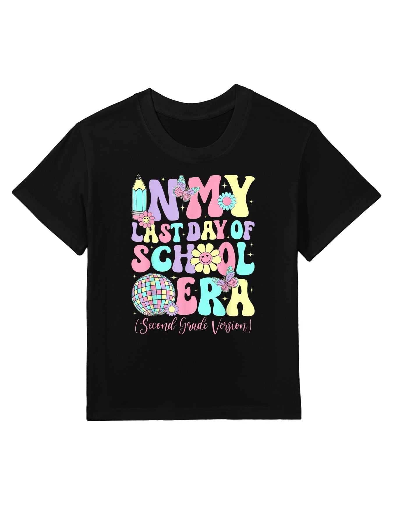 Groovy In My Last Day Of School Era Second Grade Graduation Kids T-Shirt